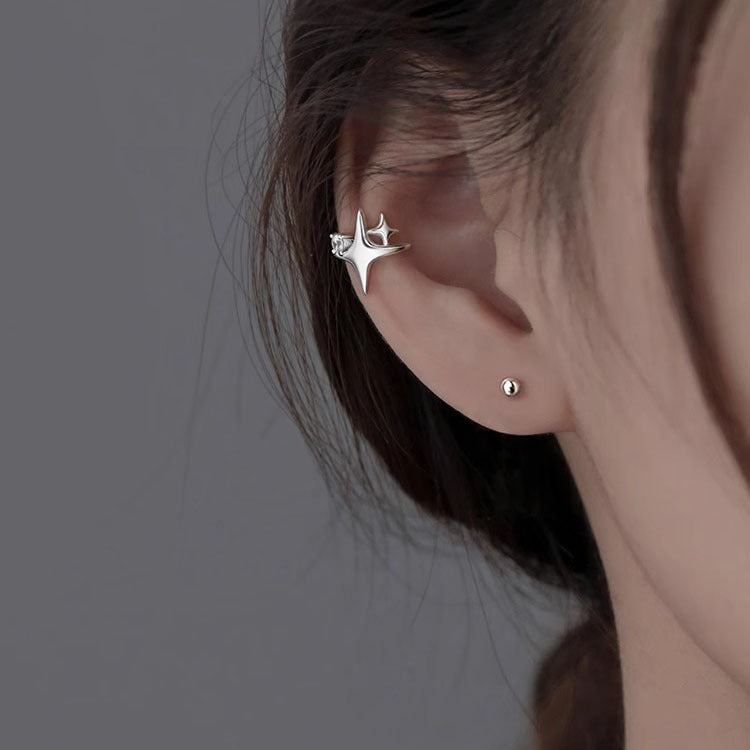 925 sterling silver star ear clip - silvery