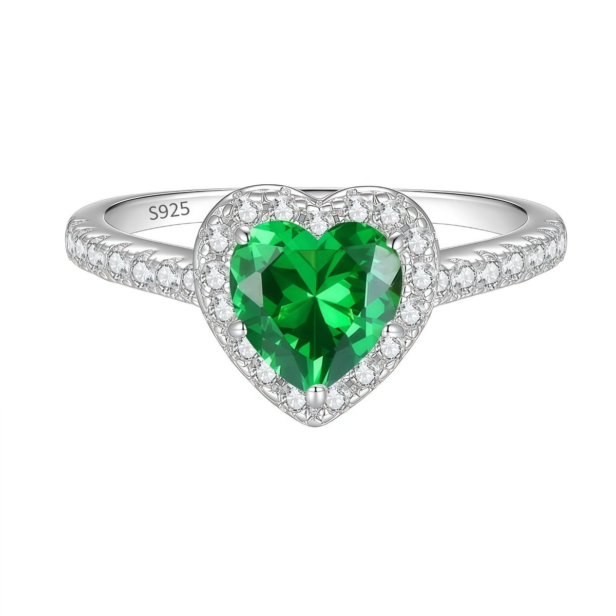 S925 Silver Heart-Shaped Ring with Colored Moissanite