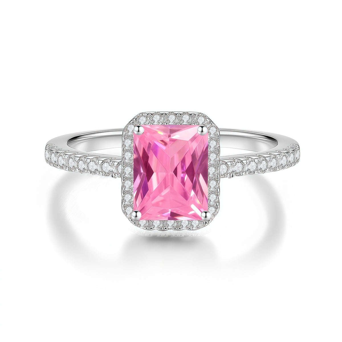 S925 Silver Rectangular D-Color Moissanite Ring