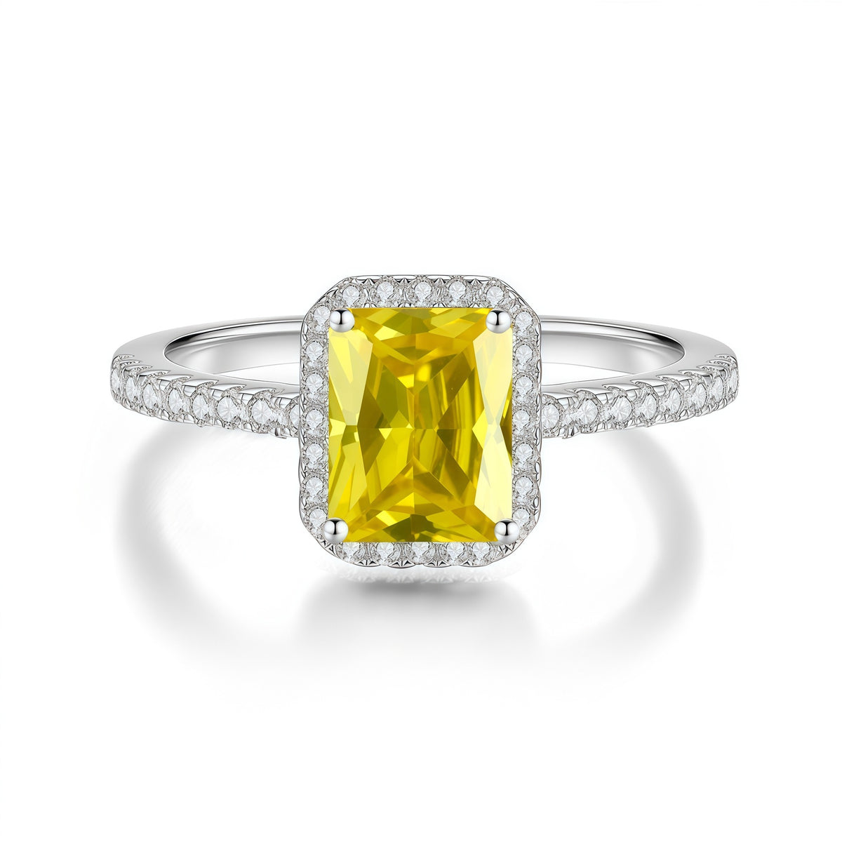 S925 Silver Rectangular D-Color Moissanite Ring