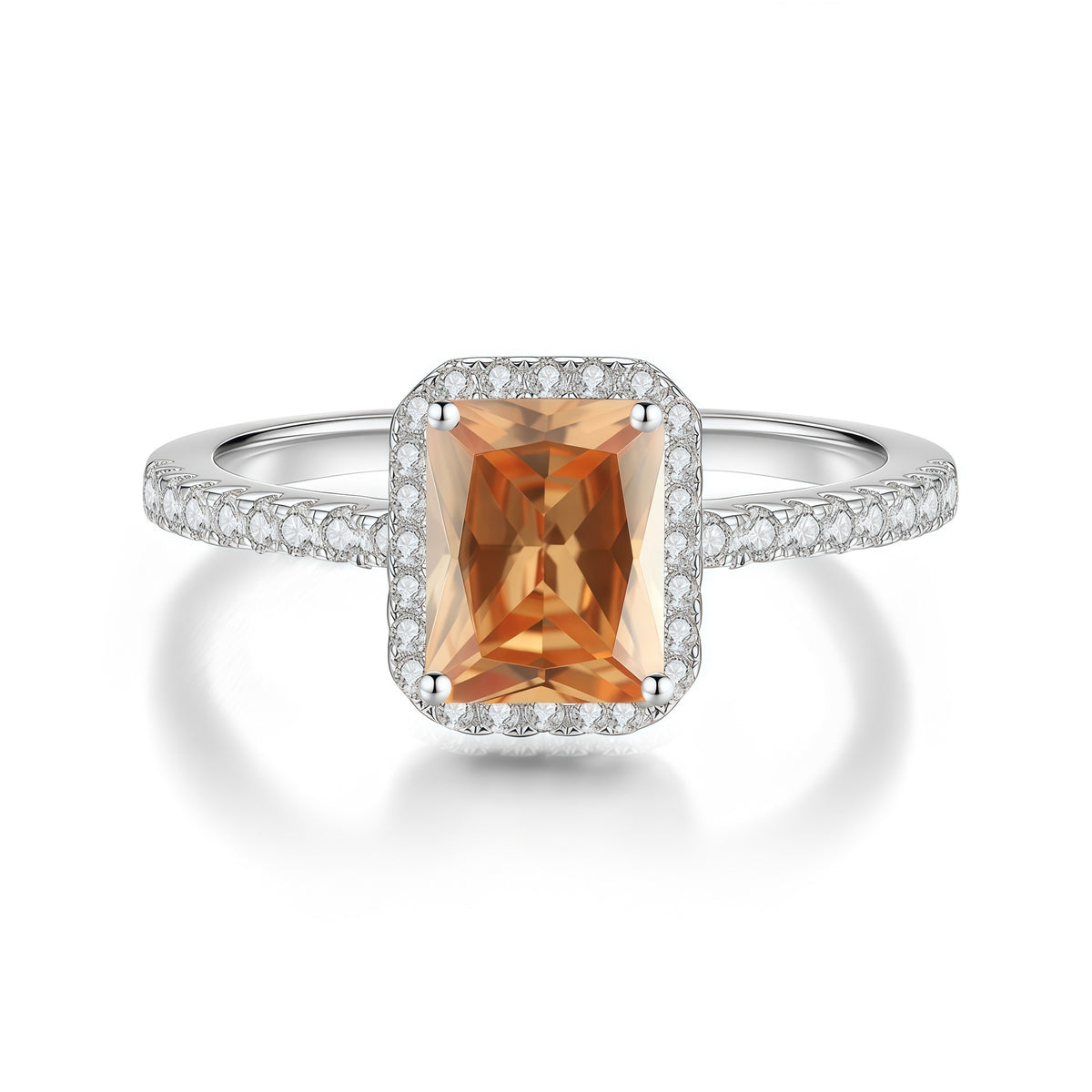 S925 Silver Rectangular D-Color Moissanite Ring