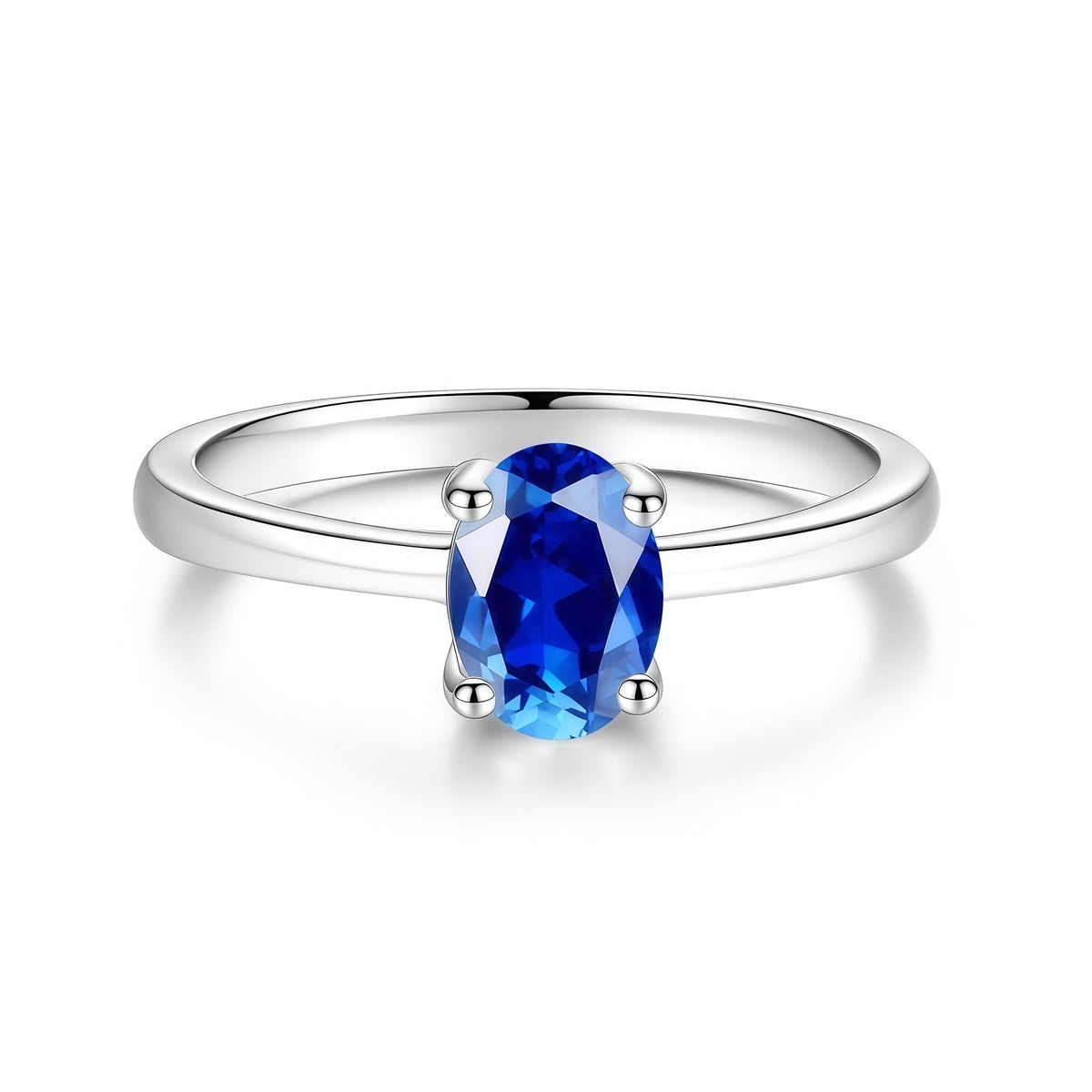 S925 Silver Oval-Shaped Ring with Colored Moissanite