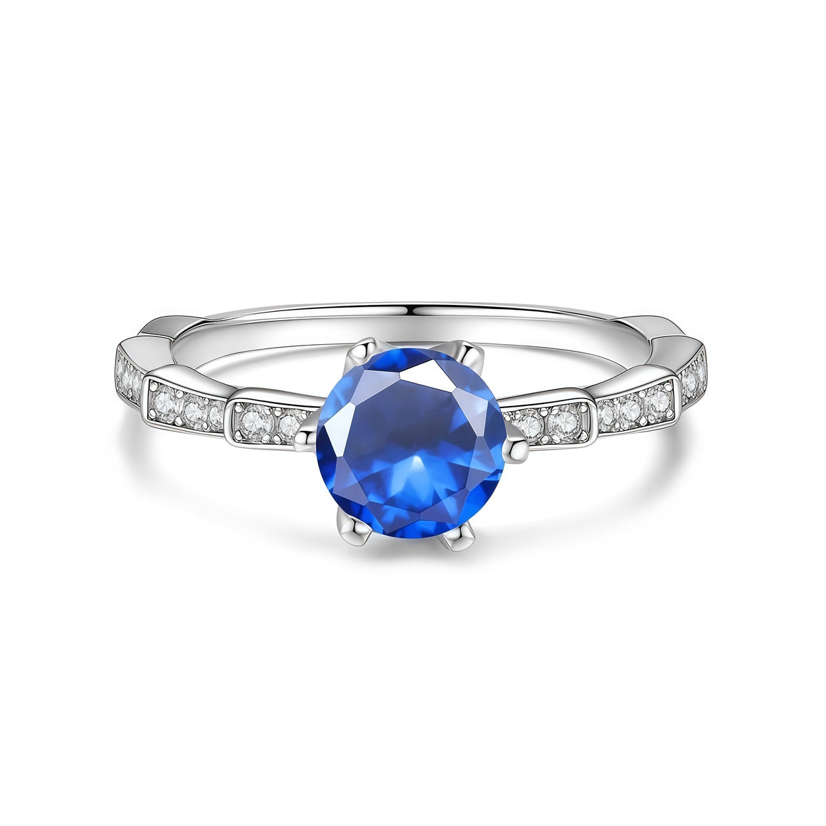 S925 Sterling Silver Snake Ring with Six-Prong Set Colored Moissanite