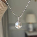 925 sterling silver pearl pendant necklace - silvery