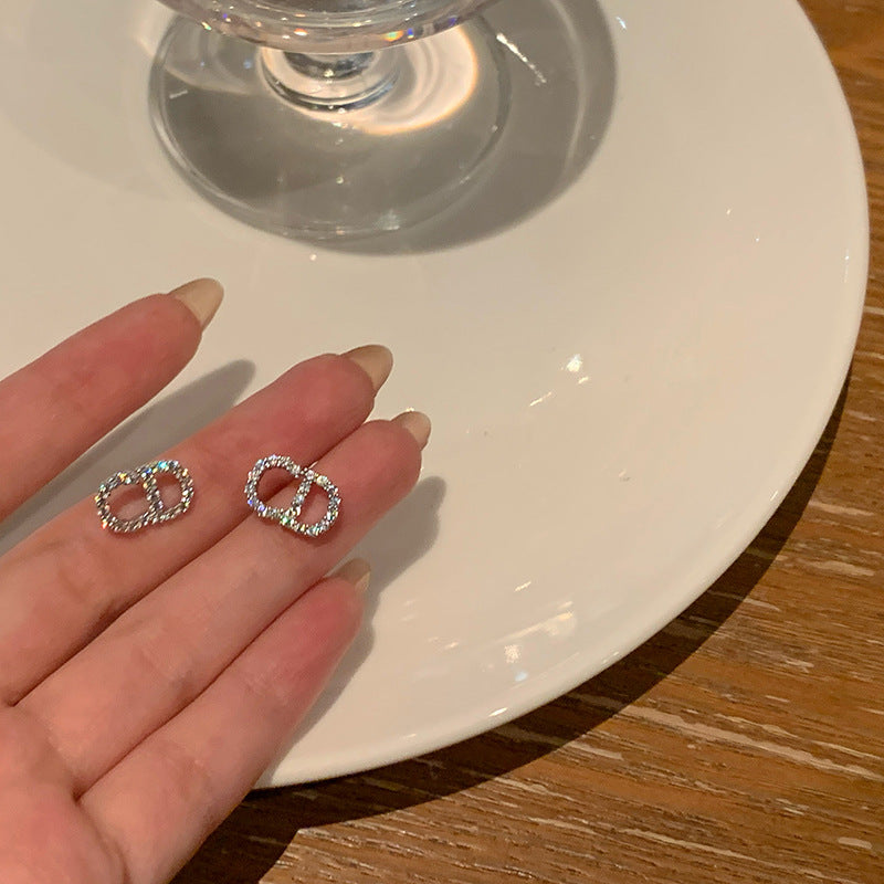 925 sterling silver earrings with sparkling zirconium - silvery