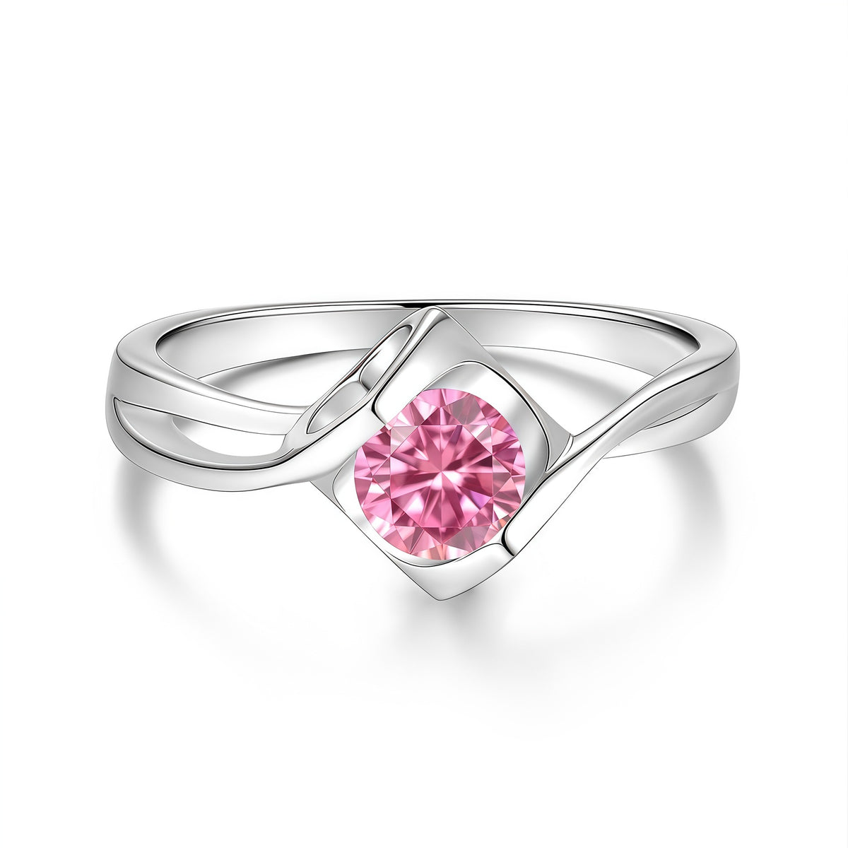 S925 Twisted Ring with Colored Moissanite