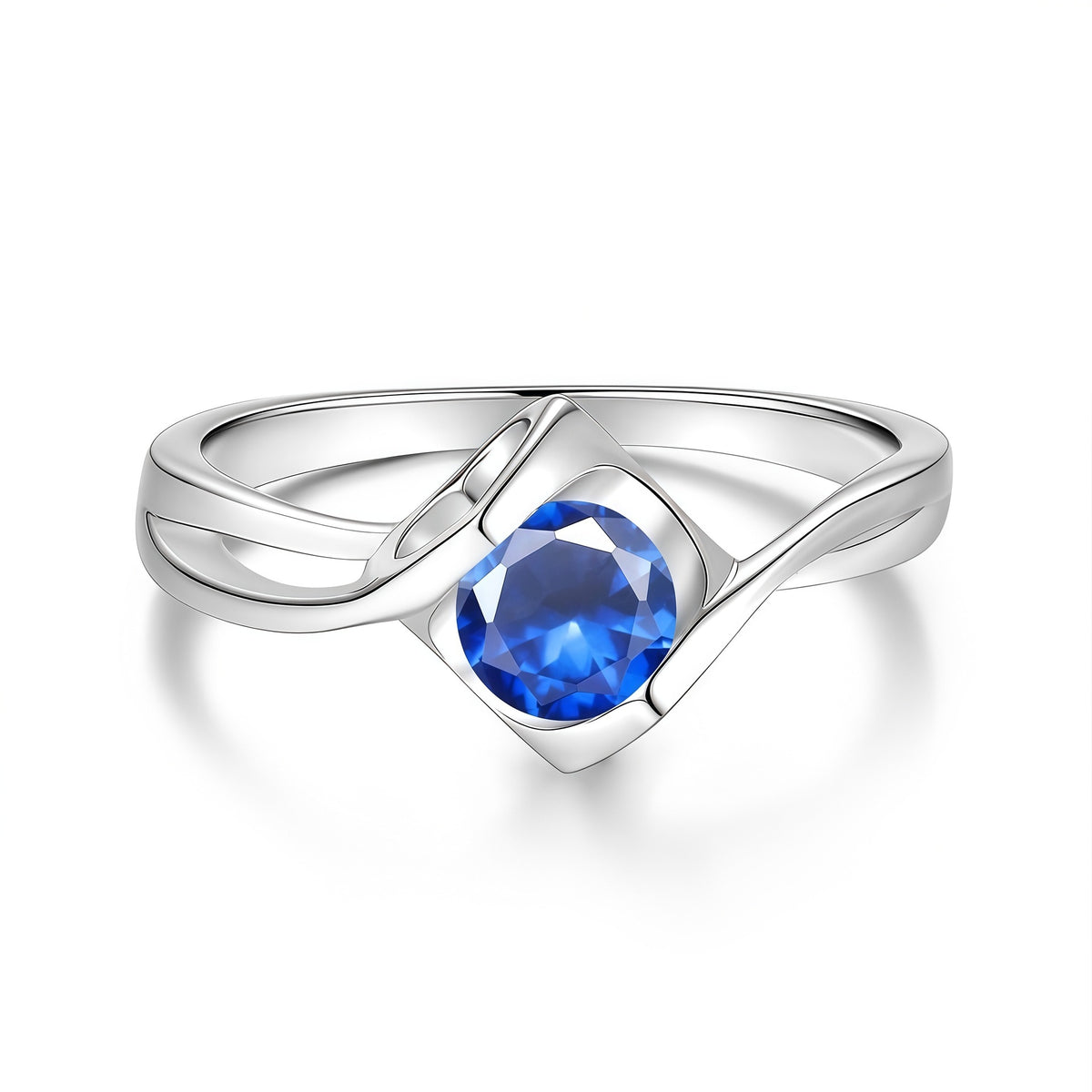 S925 Twisted Ring with Colored Moissanite
