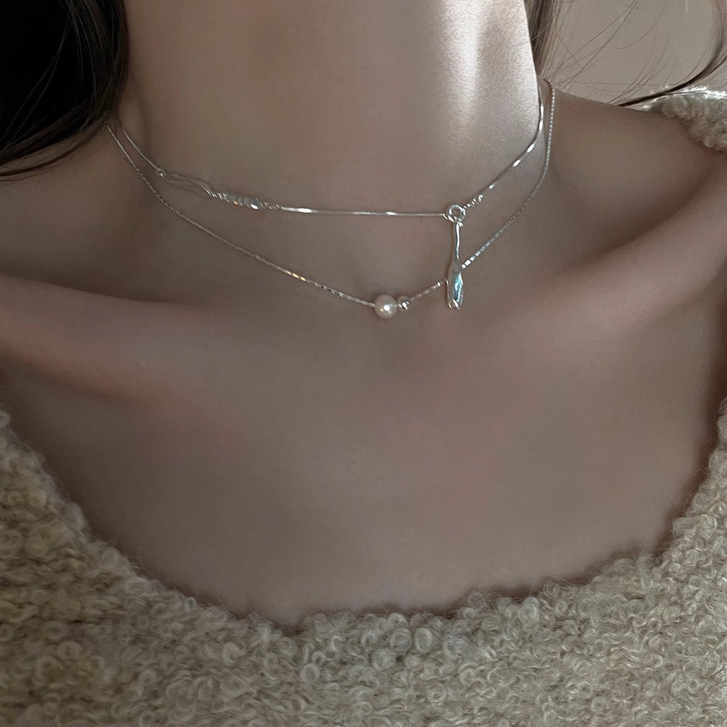 925 Silver Water Drop Pendant Necklace - Silvery