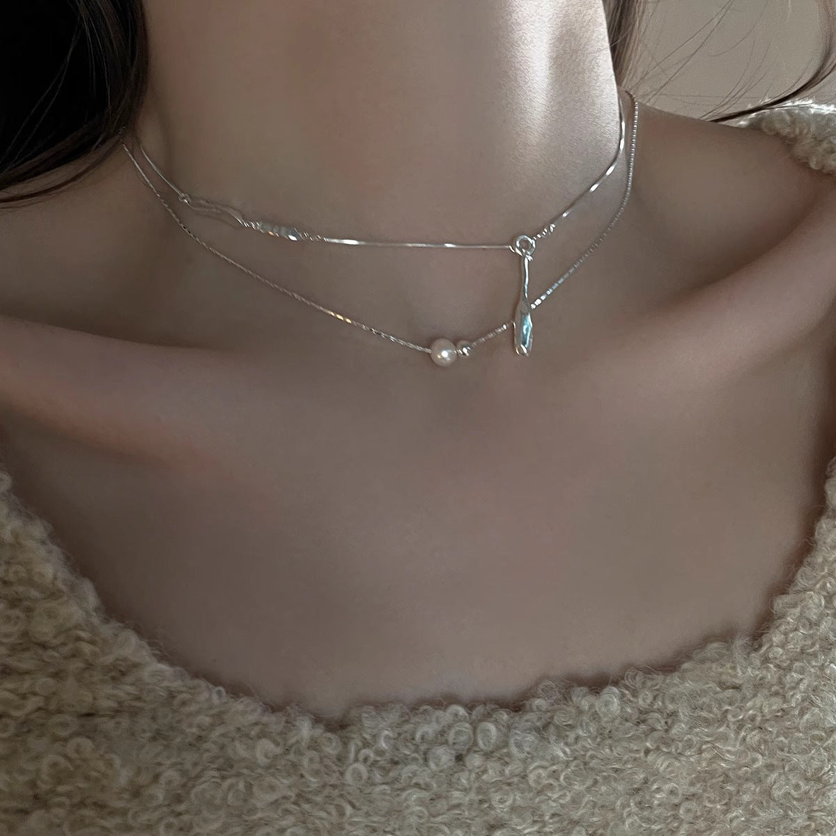 925 Silver Water Drop Pendant Necklace - Silvery