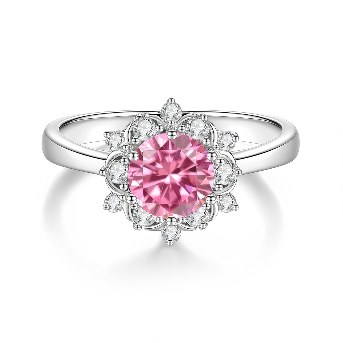 S925 Silver Ring with Colored Moissanite
