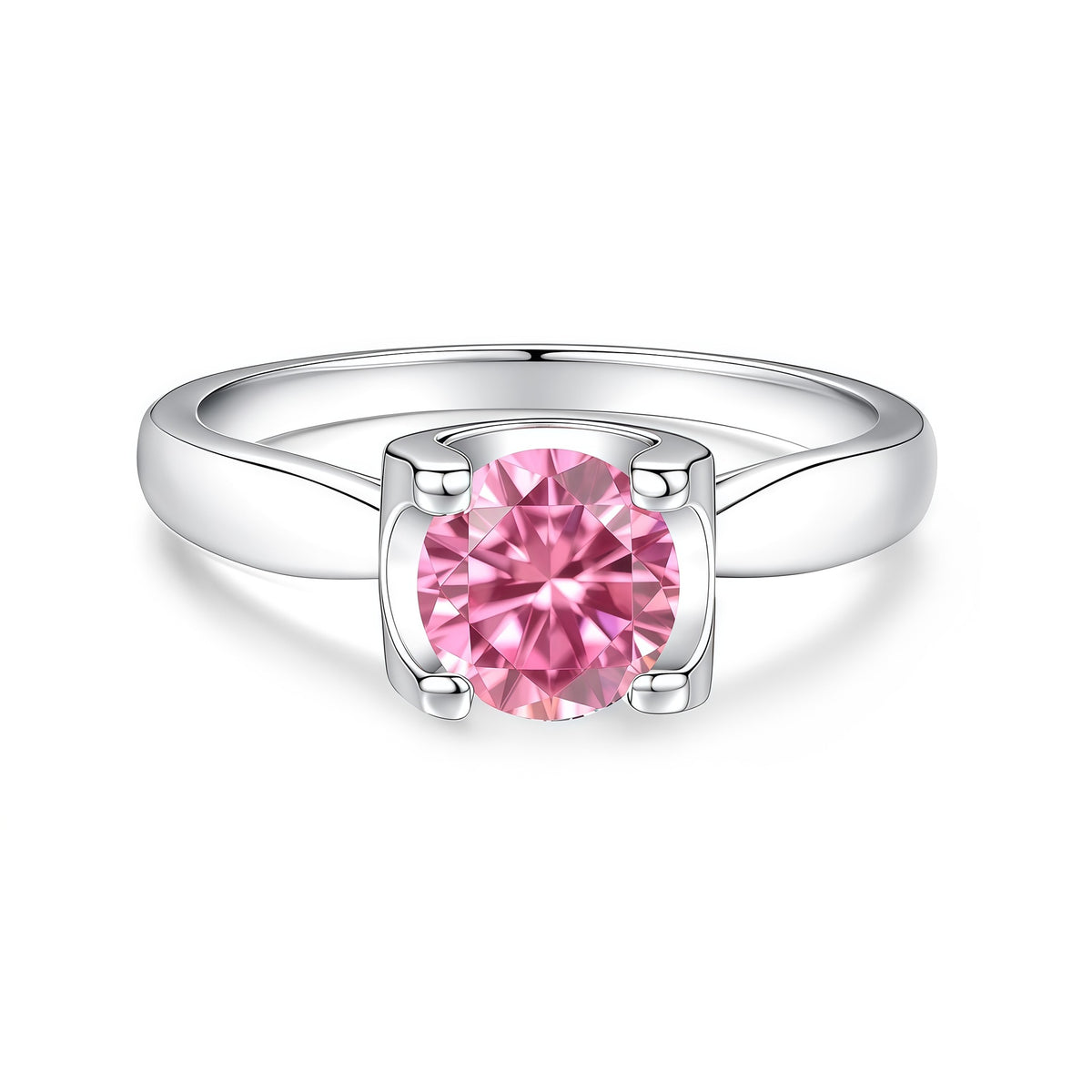 S925 Sterling Silver "Bull's Head" Setting Ring with Colorful Moissanite