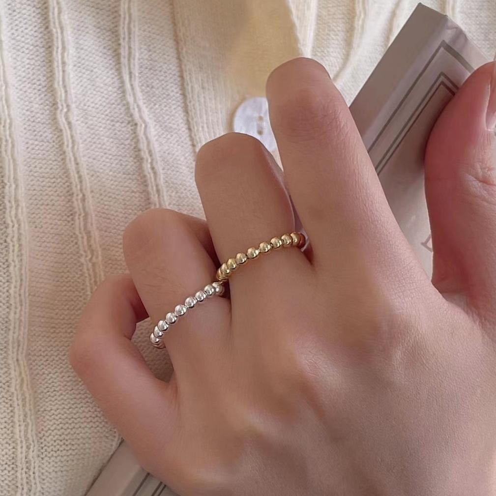 925 sterling silver round bead open ring