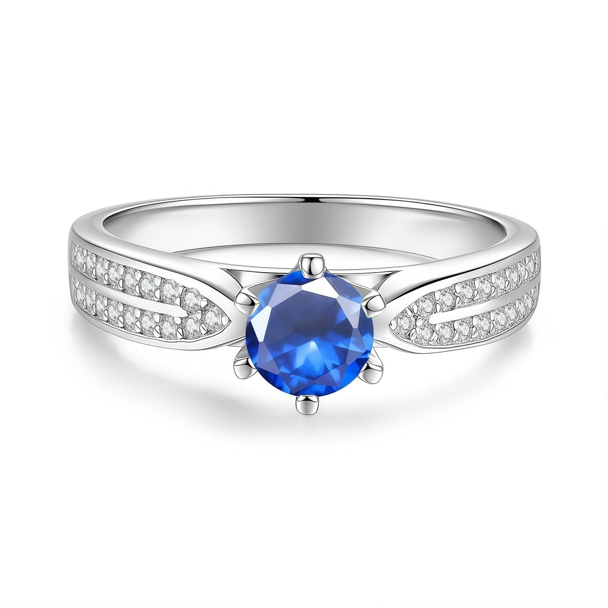 S925 Sterling Silver "Starlight Queen" Ring with Colorful Moissanite