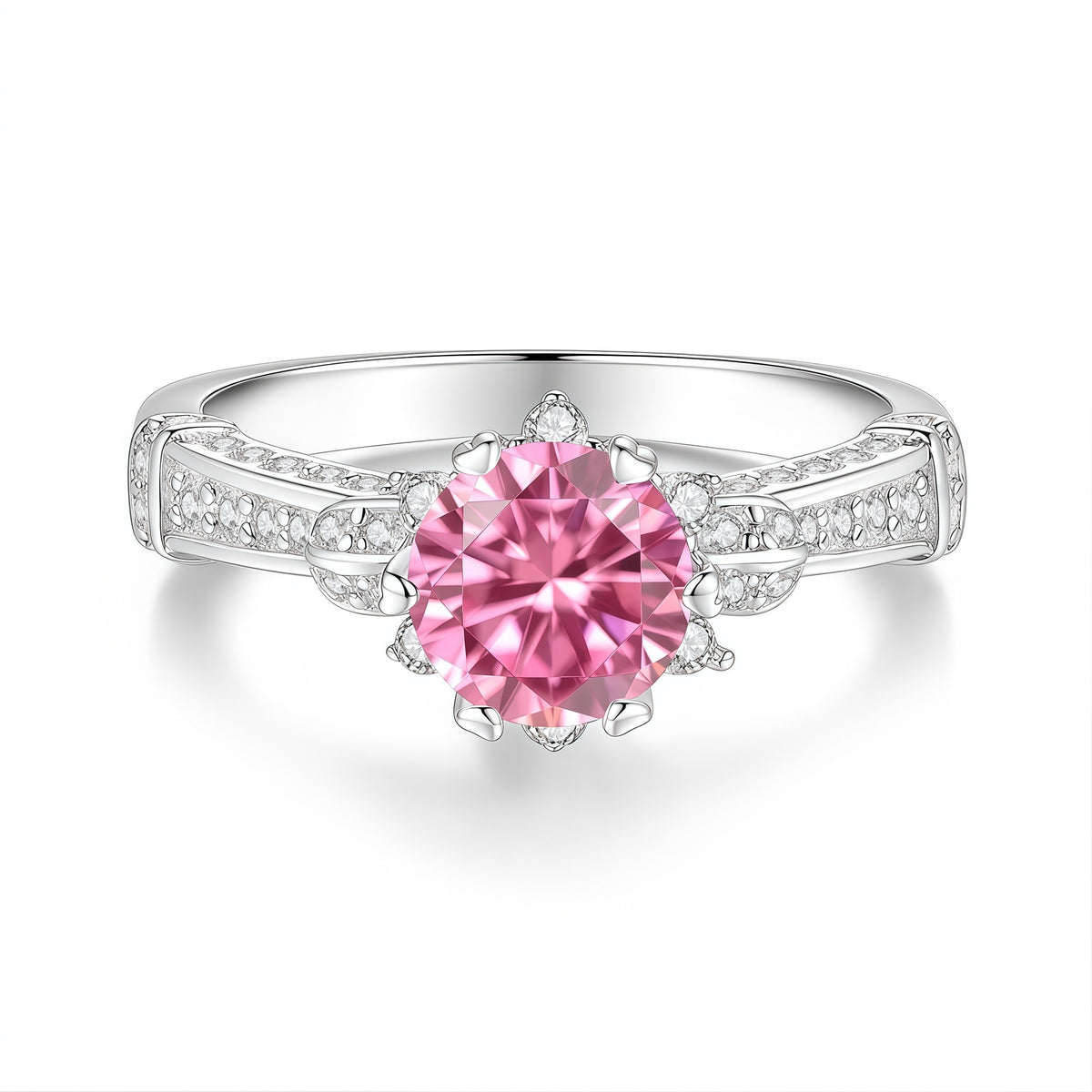 S925 Silver Colorful Moissanite Ring – Bouquet Design