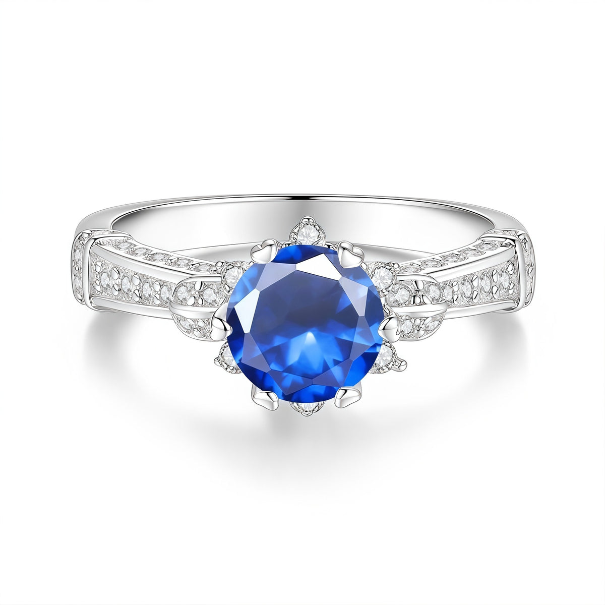 S925 Silver Colorful Moissanite Ring – Bouquet Design