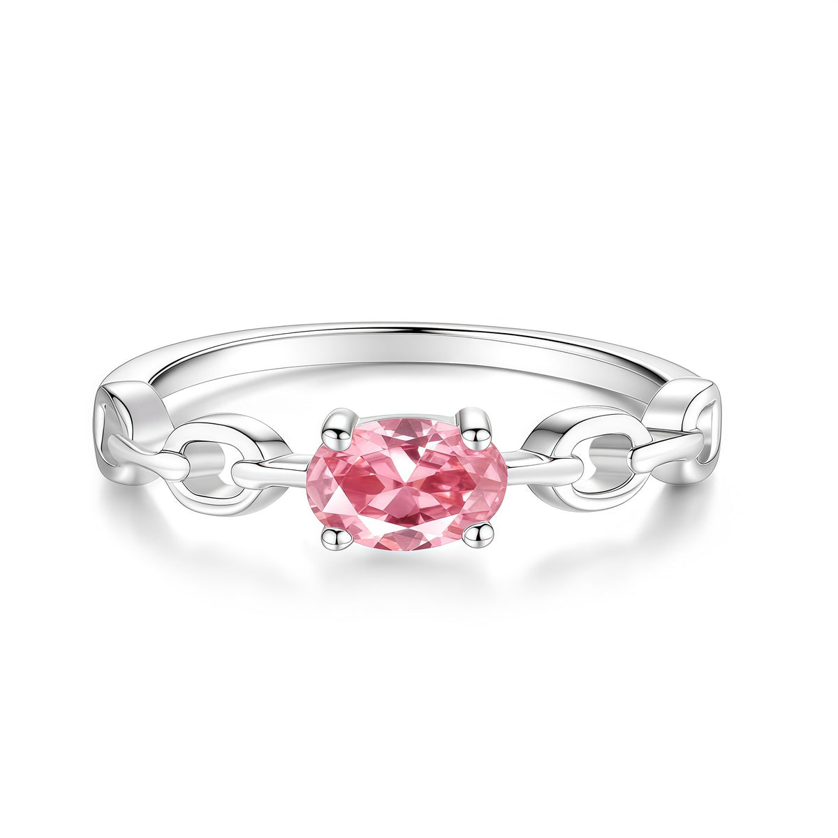 S925 Sterling Silver Six-Prong Round Colored Moissanite Ring