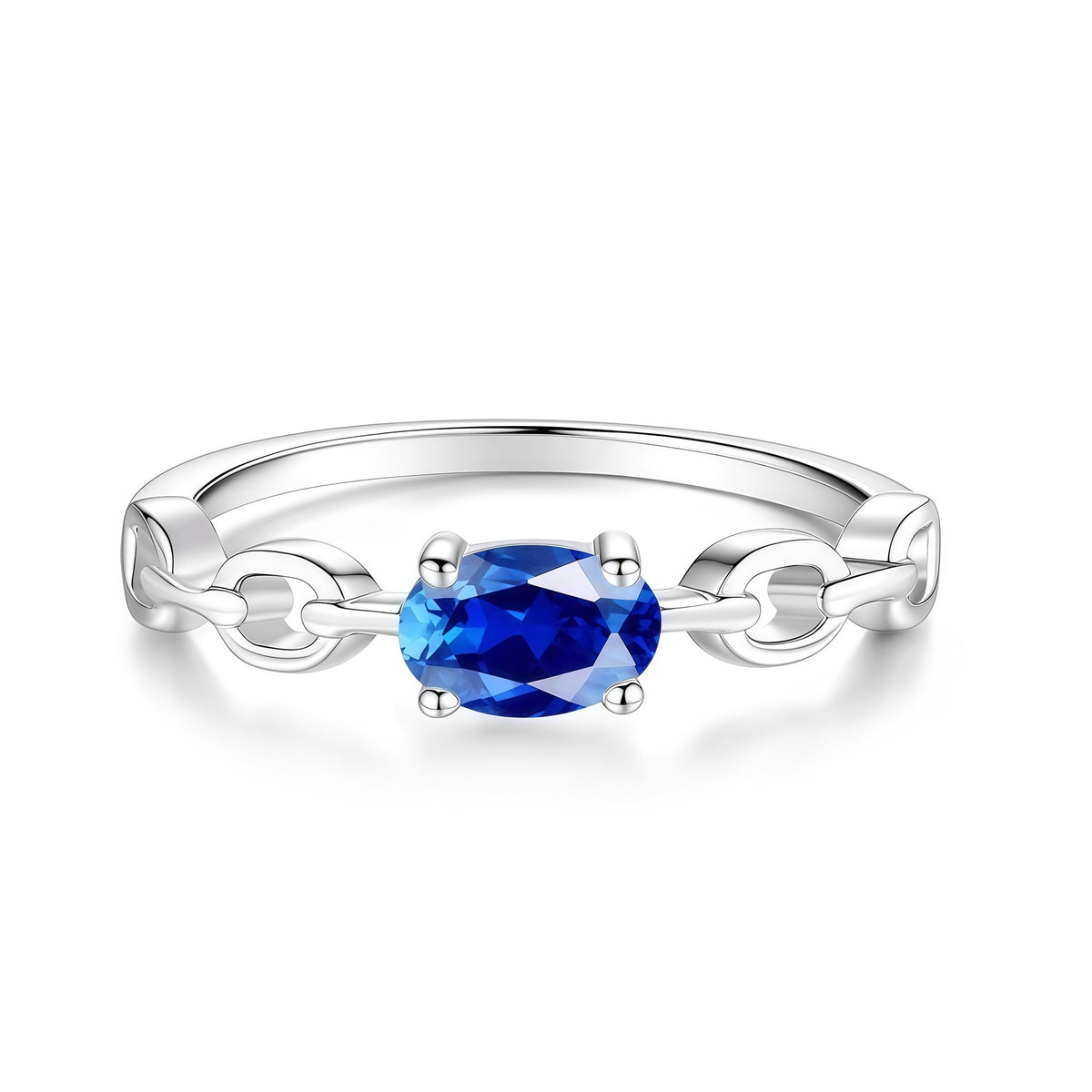 S925 Sterling Silver Six-Prong Round Colored Moissanite Ring