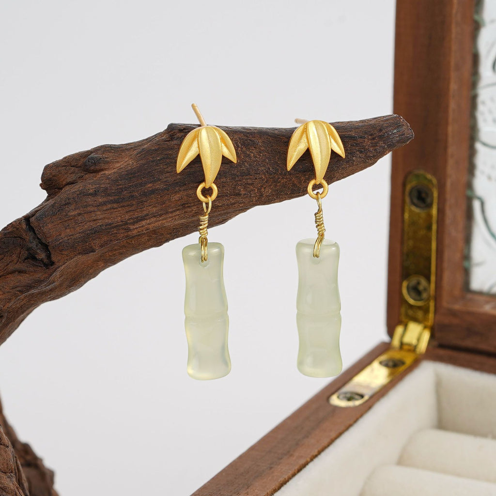 925 sterling silver chalcedony earrings - golden
