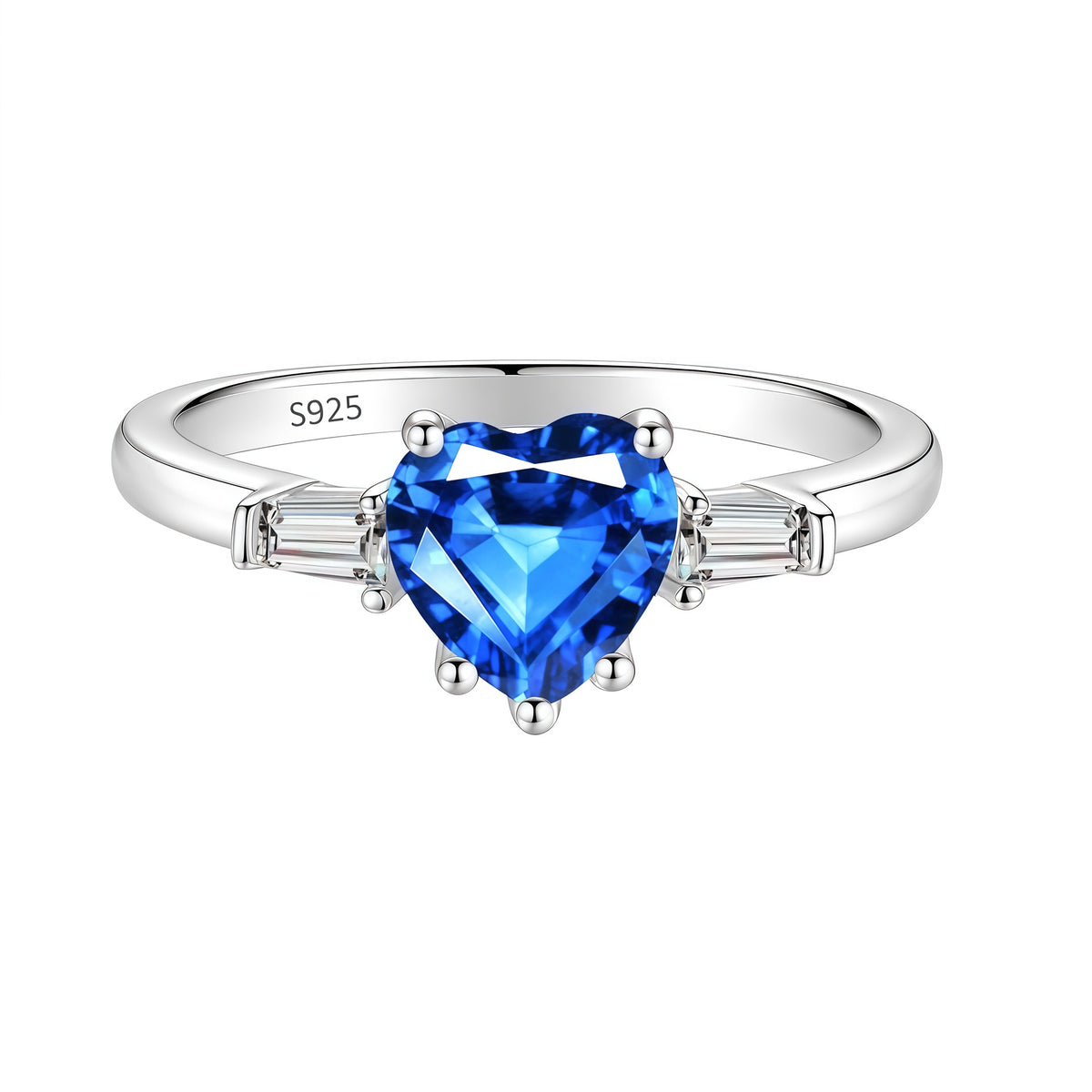 S925 Silver Heart-Shaped Colorful Moissanite Ring