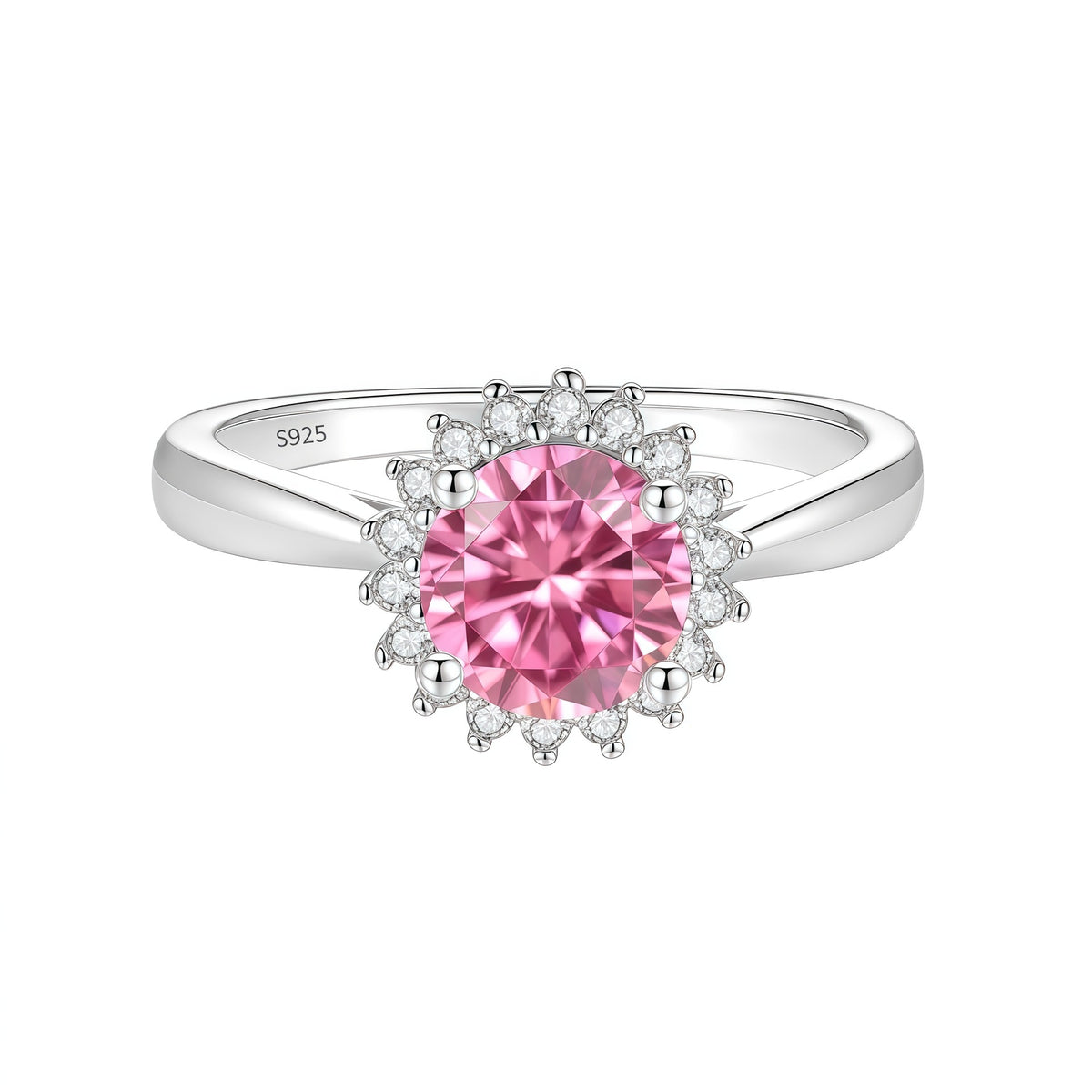 S925 Sterling Silver Sunflower Ring with Colorful Moissanite
