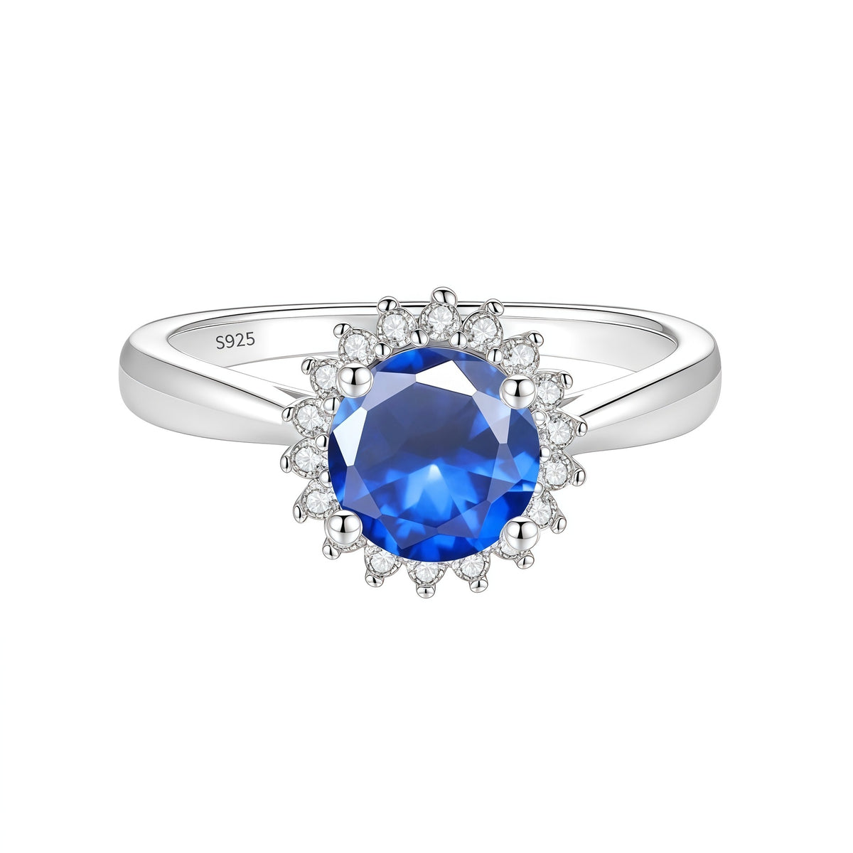 S925 Sterling Silver Sunflower Ring with Colorful Moissanite