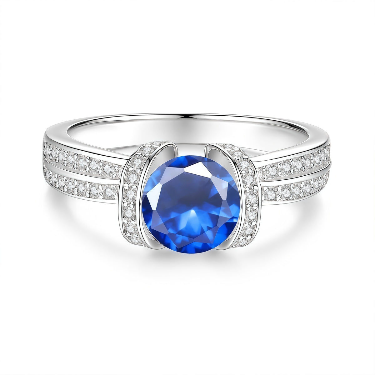 S925 Silver Ring with Colored Moissanite