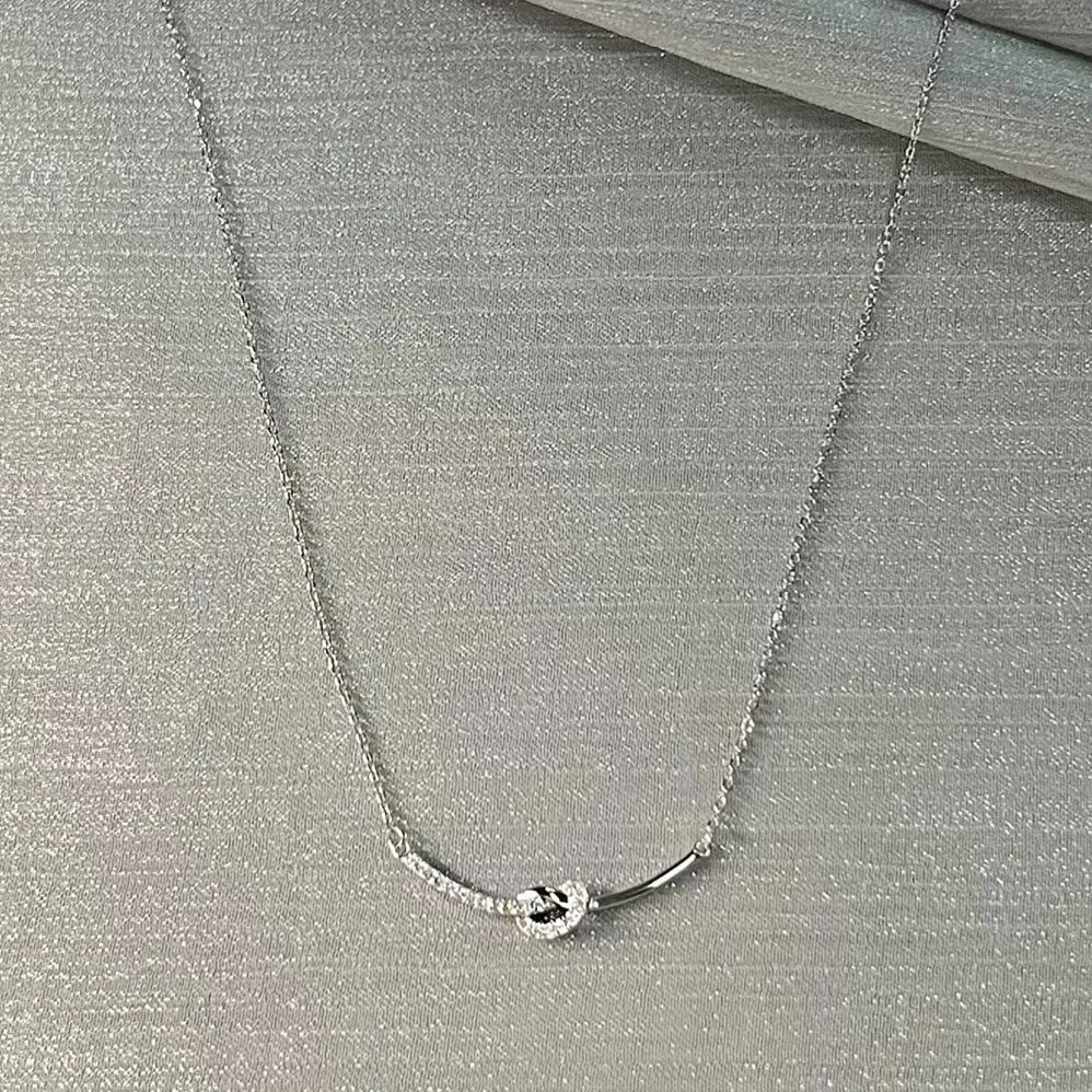925 Sterling Silver Rope Knot Necklace - Silvery