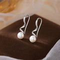 S925 Pure Silver Freshwater Pearl Earrings - Silvery