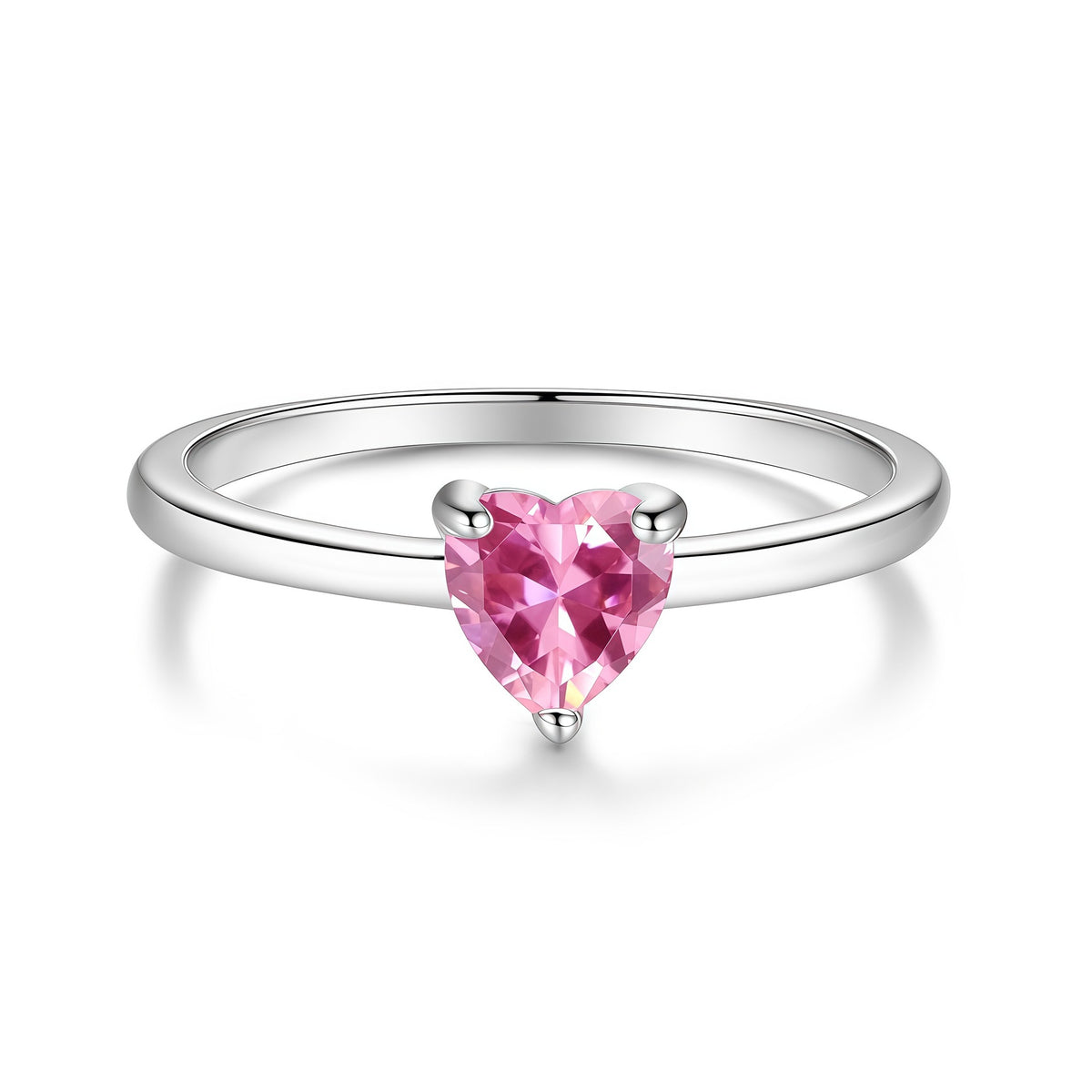 S925 Sterling Silver Six-Prong Round Colored Moissanite Ring