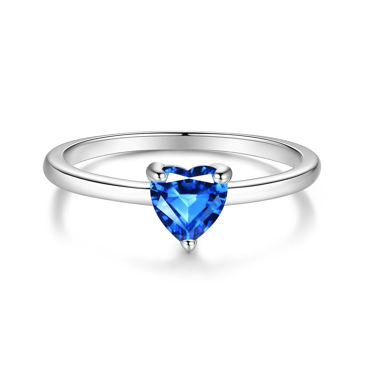 S925 Sterling Silver Six-Prong Round Colored Moissanite Ring