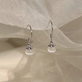 S925 sterling silver cat eye stone pendant earrings - silvery