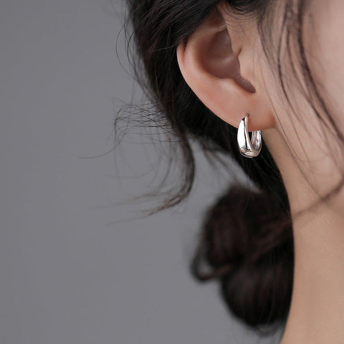 925 sterling silver circle ear buckle - silvery