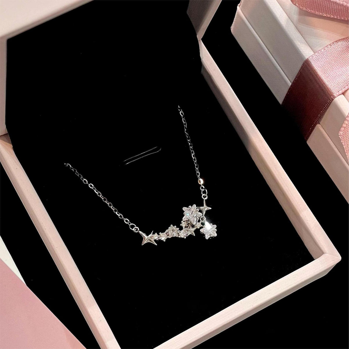 925 sterling silver star pendant necklace - silvery