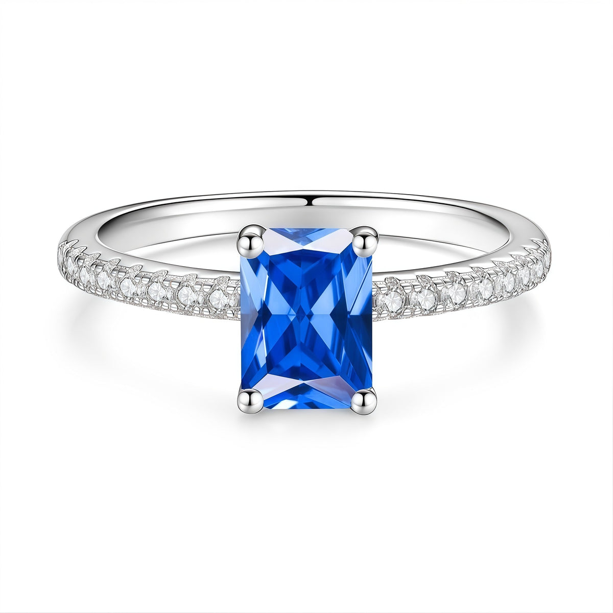 S925 Sterling Silver Rectangular Moissanite Ring