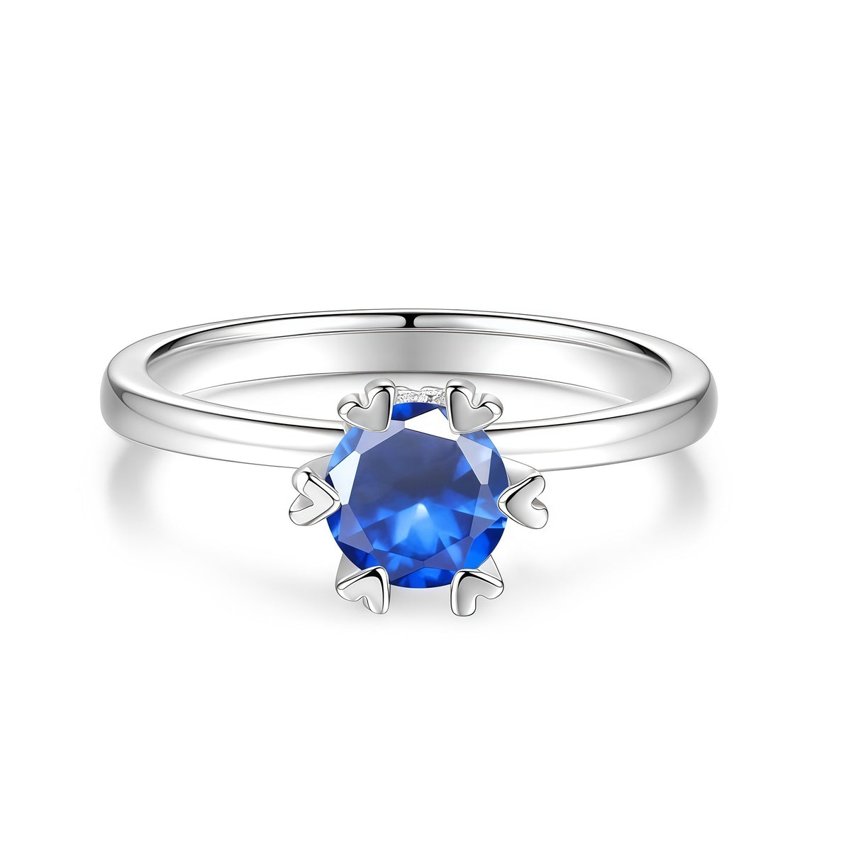 S925 Silver D-Color Moissanite Six-Prong Heart-Shaped Ring