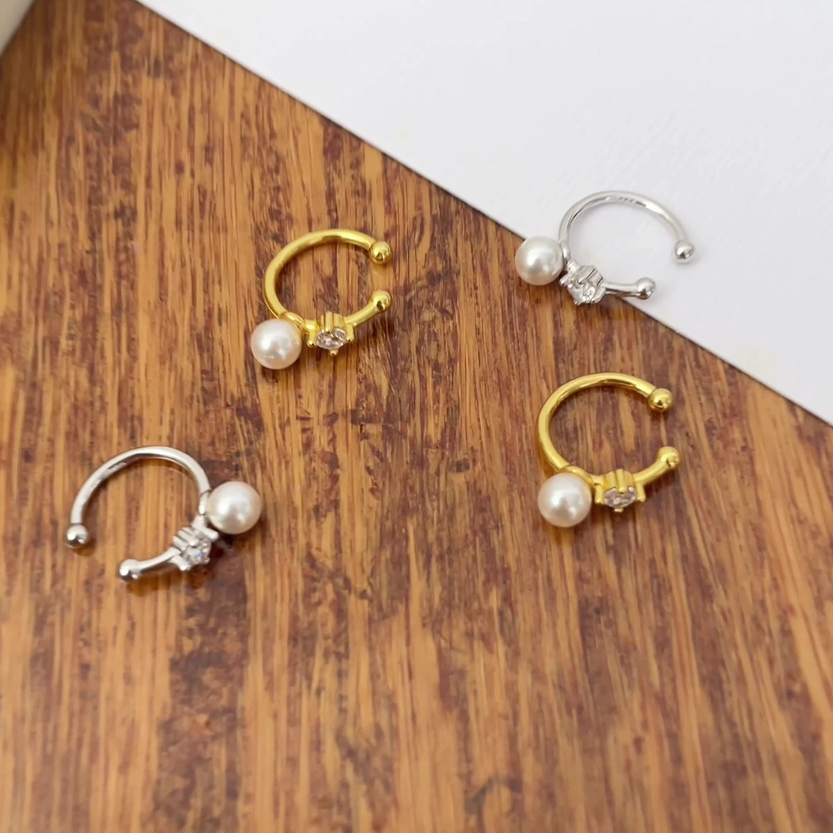 925 sterling silver pearl ear clip