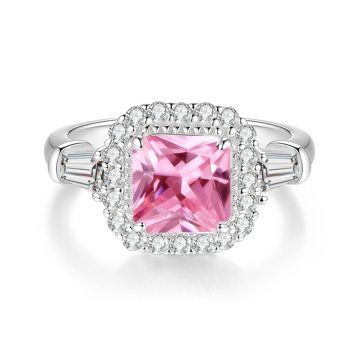 S925 Sterling Silver Ring with Colored Moissanite