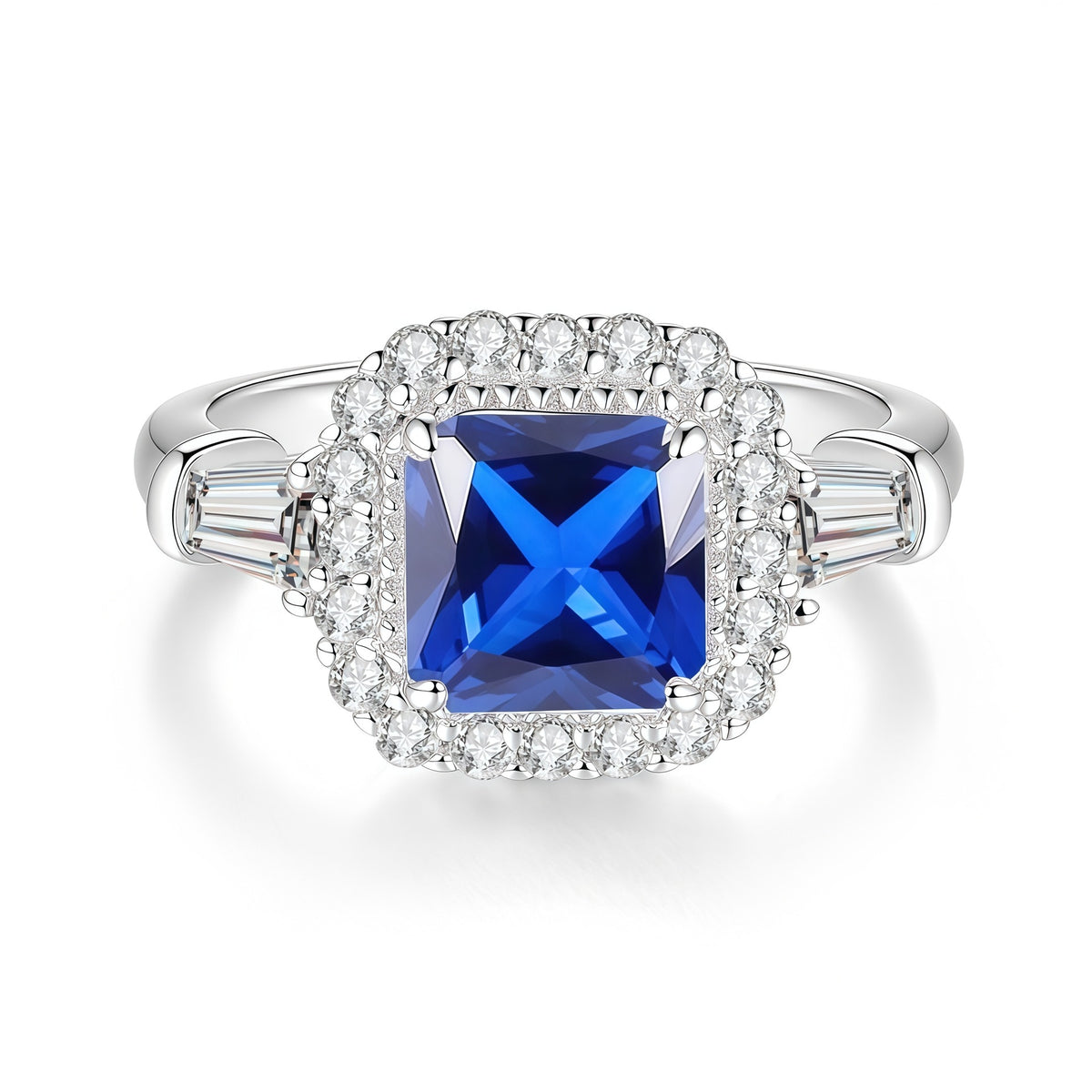 S925 Sterling Silver Ring with Colored Moissanite