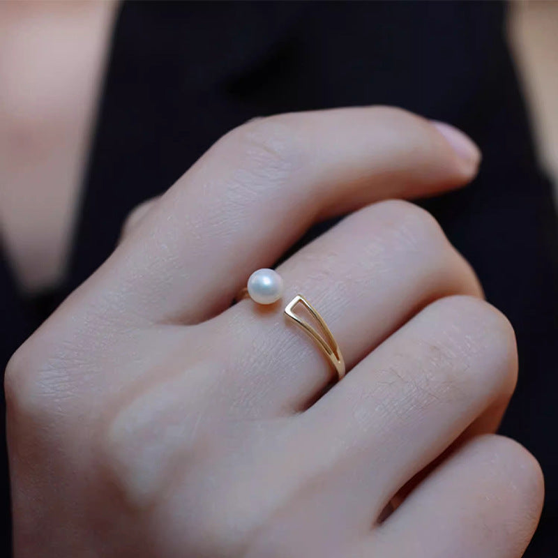 S925 sterling silver freshwater pearl ring