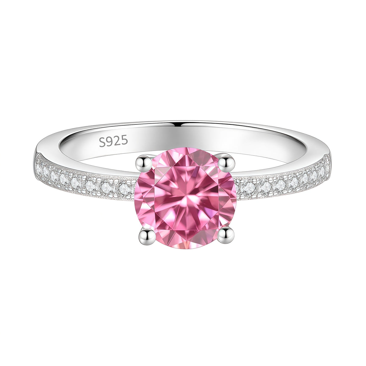 S925 Sterling Silver Ring with Colored Moissanite