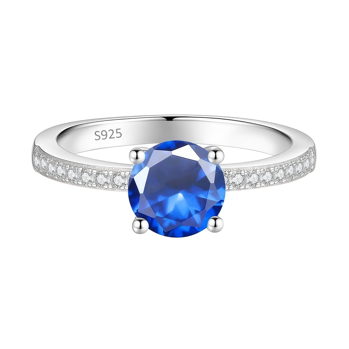 S925 Sterling Silver Ring with Colored Moissanite