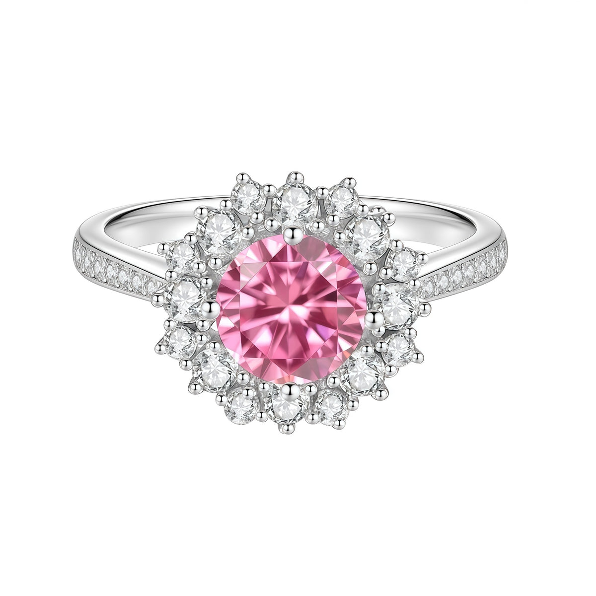 S925 Sterling Silver Colorful Moissanite Ring