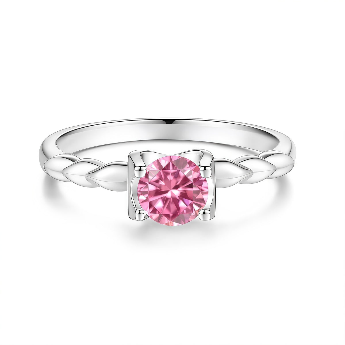 S925 Silver Colored Moissanite Bull-Head Ring
