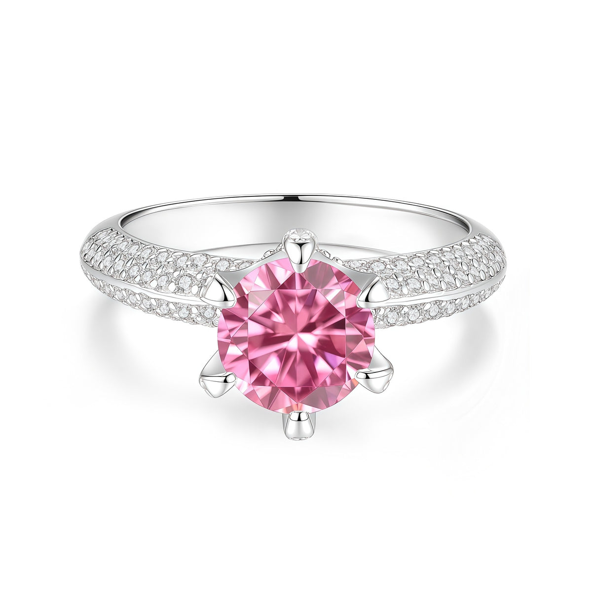 S925 Sterling Silver Six-Prong Moissanite Ring