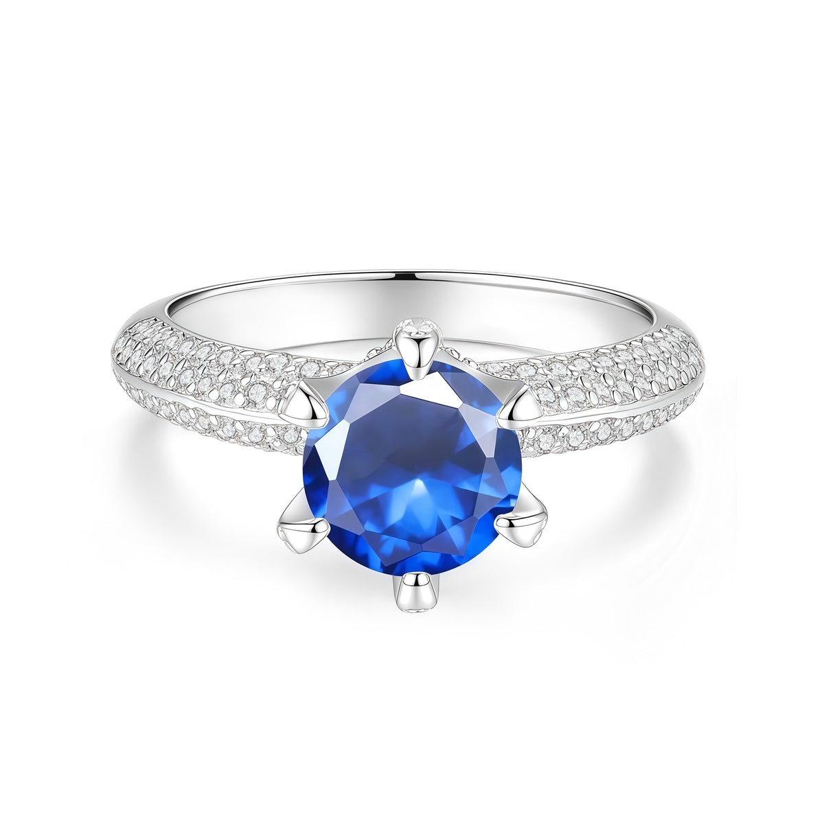 S925 Sterling Silver Six-Prong Moissanite Ring