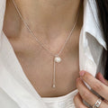 S925 Pure Silver Pearl Pendant Necklace - Silvery