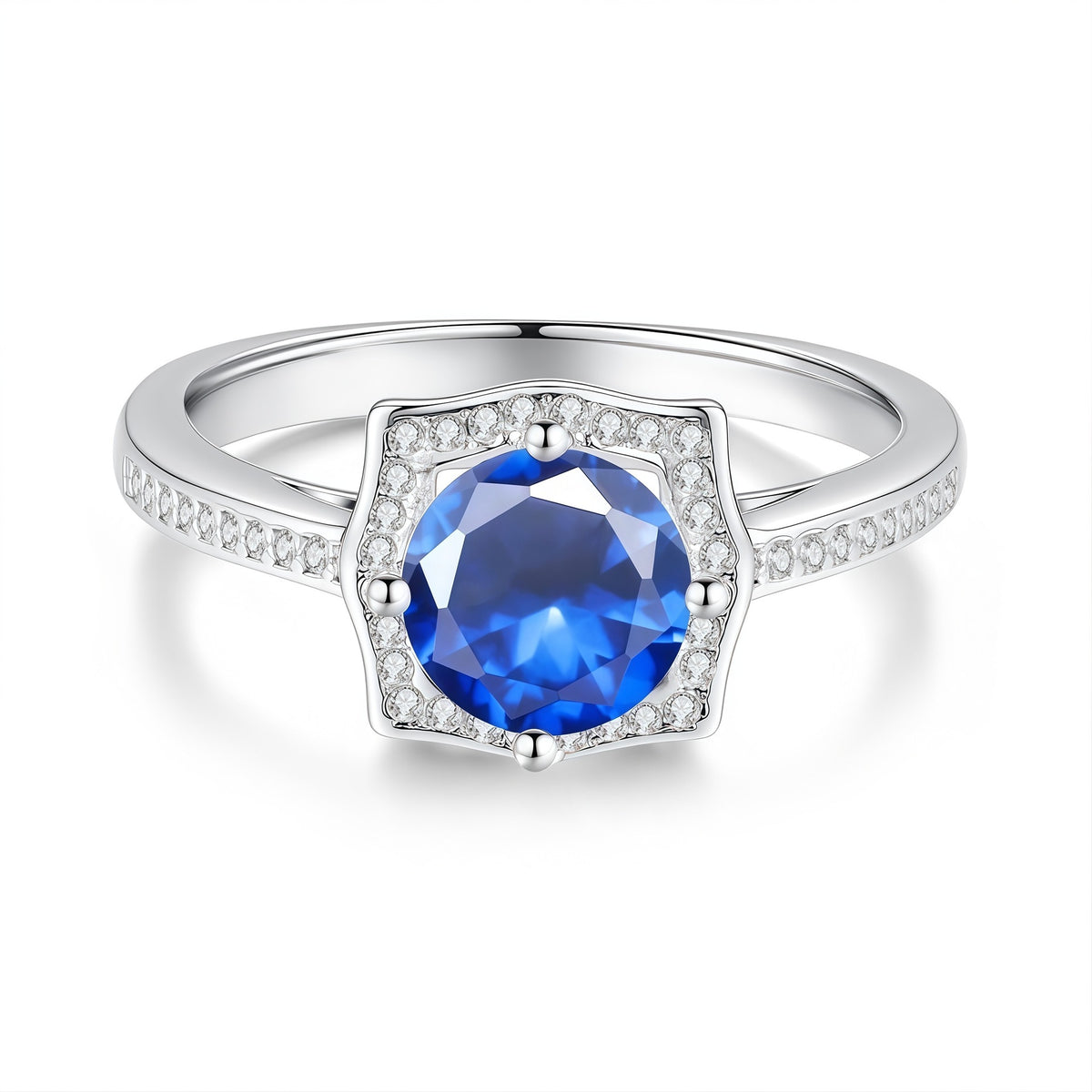 S925 Silver Ring with Square-Cut Colored Moissanite