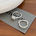 925 sterling silver Baroque pearl ring - silvery