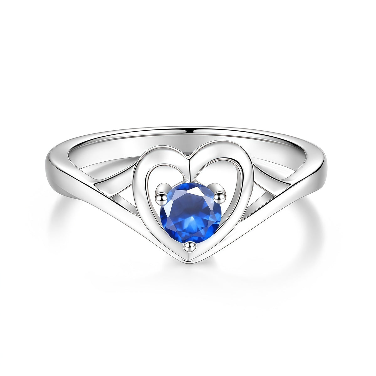 S925 Sterling Silver Heart-Shaped Colorful Moissanite Ring