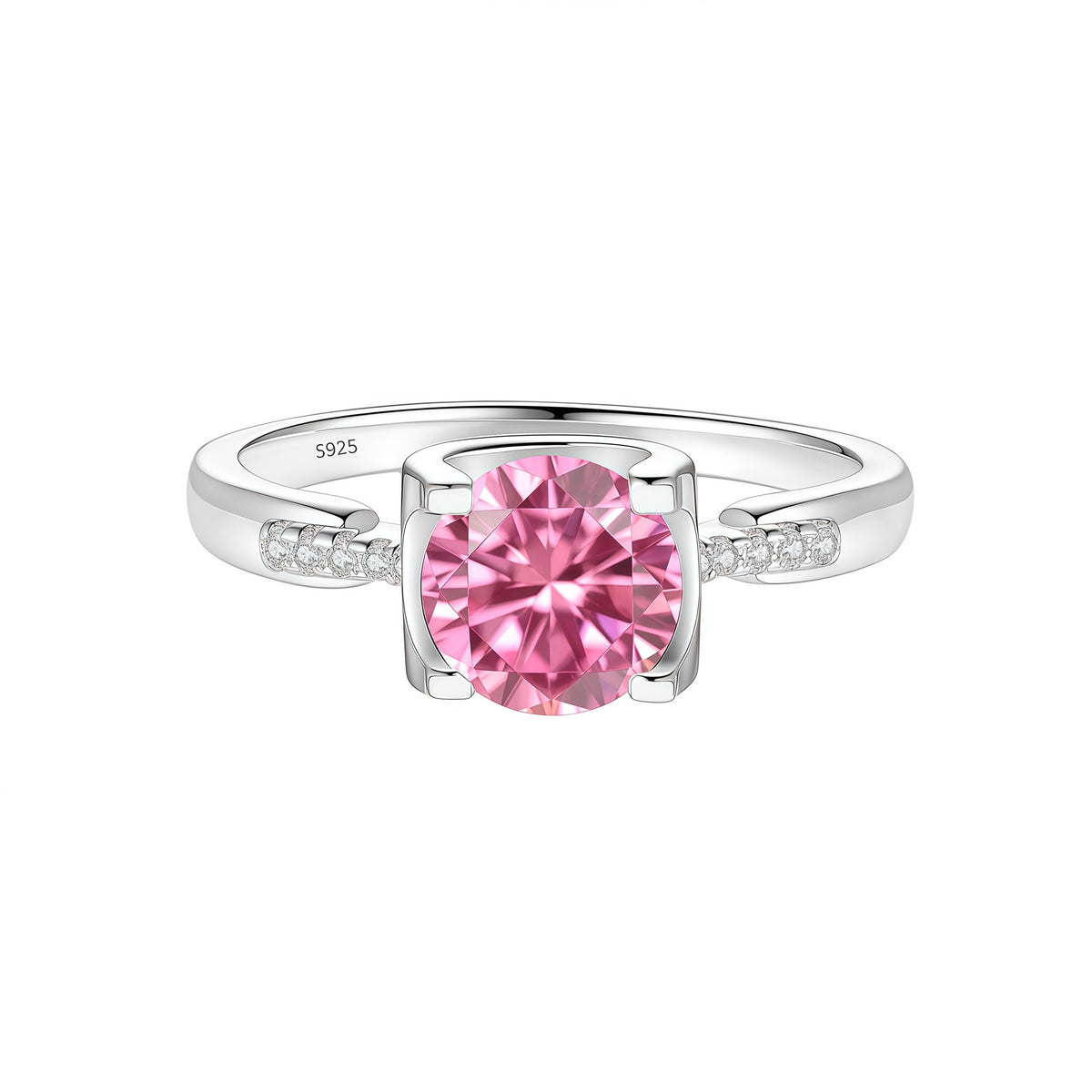 S925 Silver Bull-Head Ring with Colored Moissanite